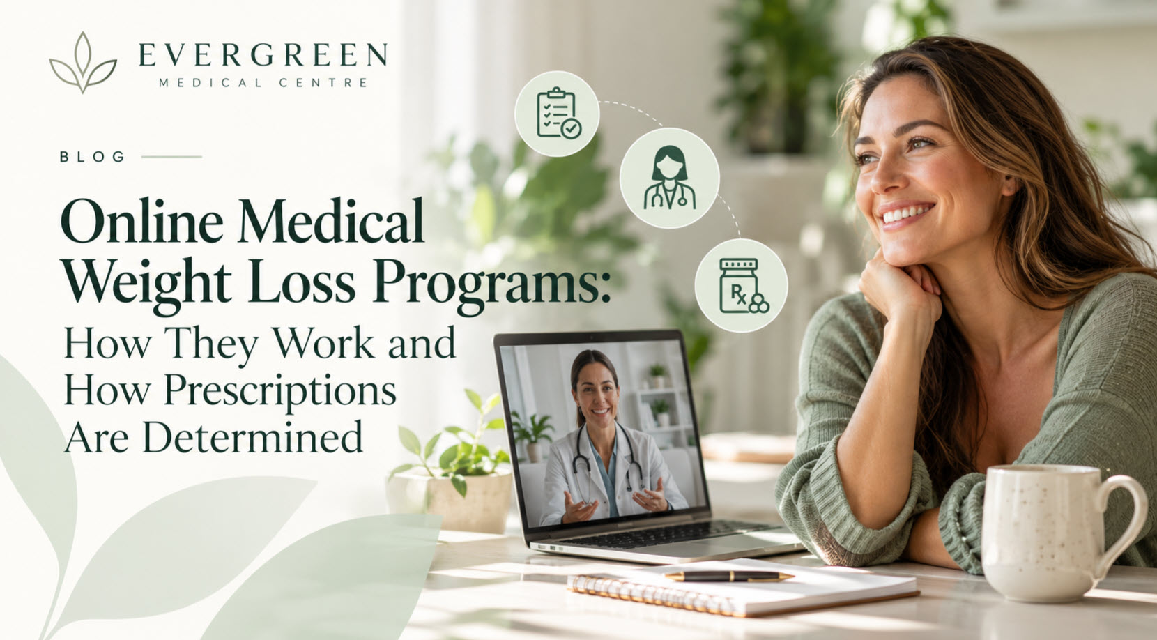 A healthcare provider reviewing a patient's health information on a tablet during a telehealth visit for an online medical weight loss program